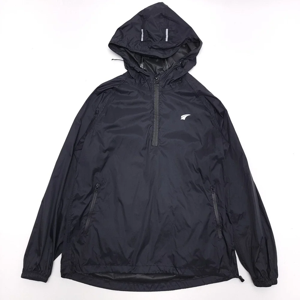EZRUN Men's M Waterproof Hooded Rain Jacket Lightweight Packable Black